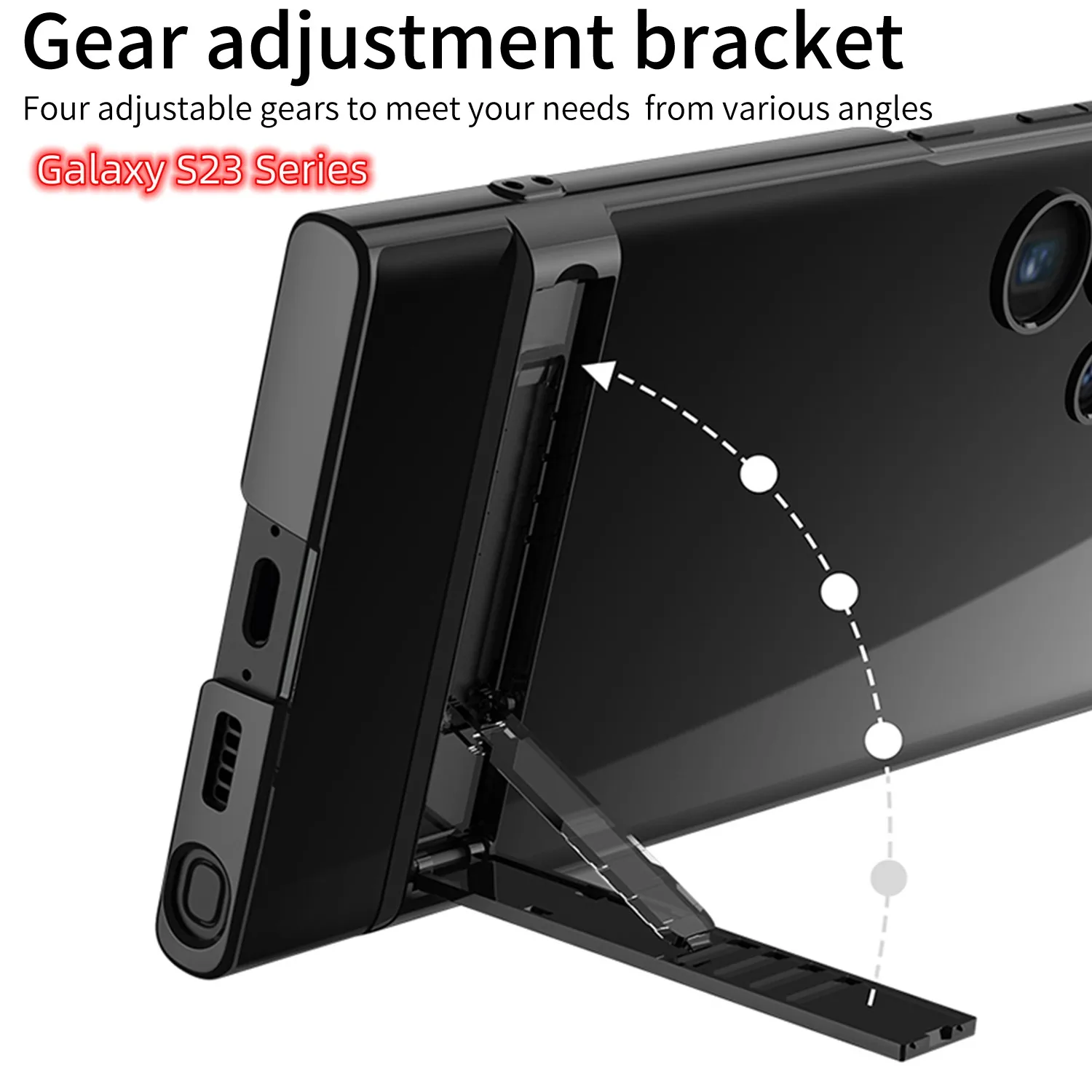 Phone Cases For Samsung Galaxy S23 Ultra 5G Stand S23 Cover Hard Transparent PC Bracket Shockproof S23 Plus Electroplated Clear