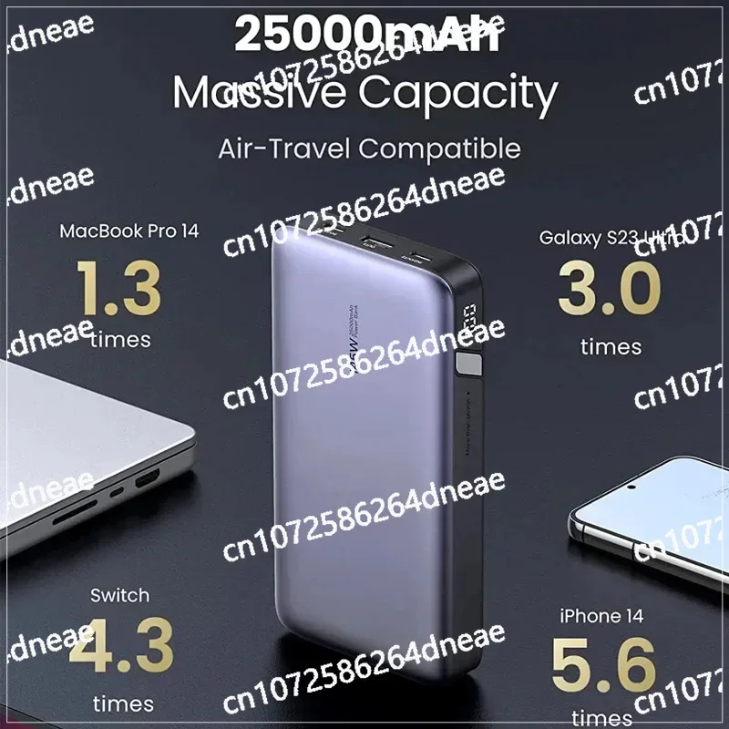 65 Вт Быстрая перезарядка 145 Power Bank 25000 мАчUSB C 3-портовый аккумулятор PD3.0 Портативное