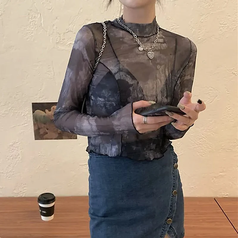 Женские укороченные топы с абстрактным принтом модные летние футболки длинным