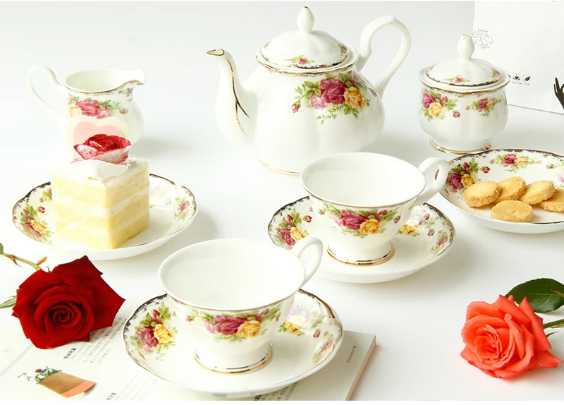 Набор из 21 предметов настоящий костяной фарфор горшок для послеобеденного чая и