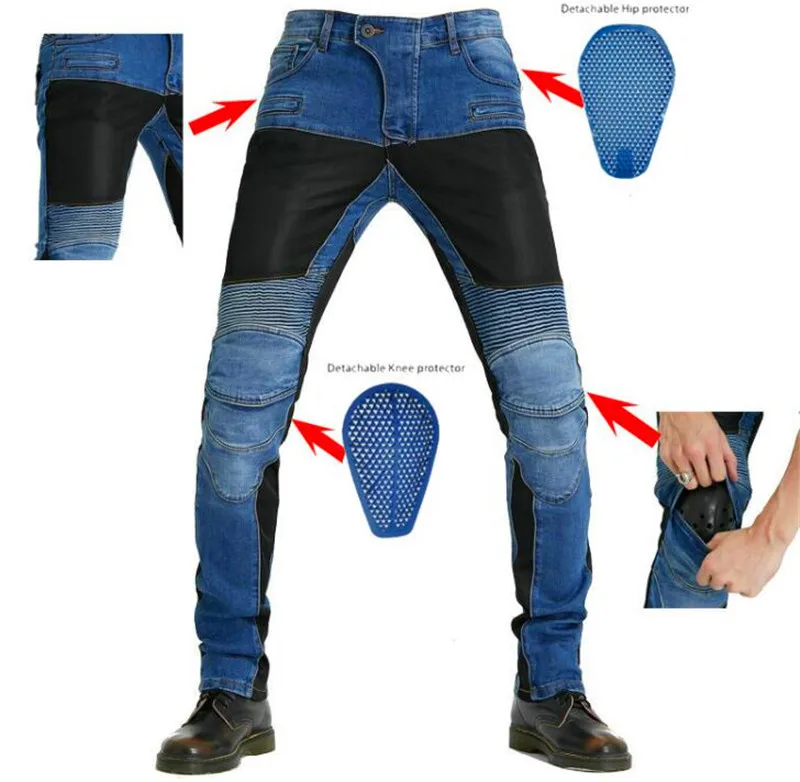 

Embroidery Motorcycle Leisure Motorcycle Men's Outdoor Summer Riding Jeans Motorpoof Jeans With Protect Gears