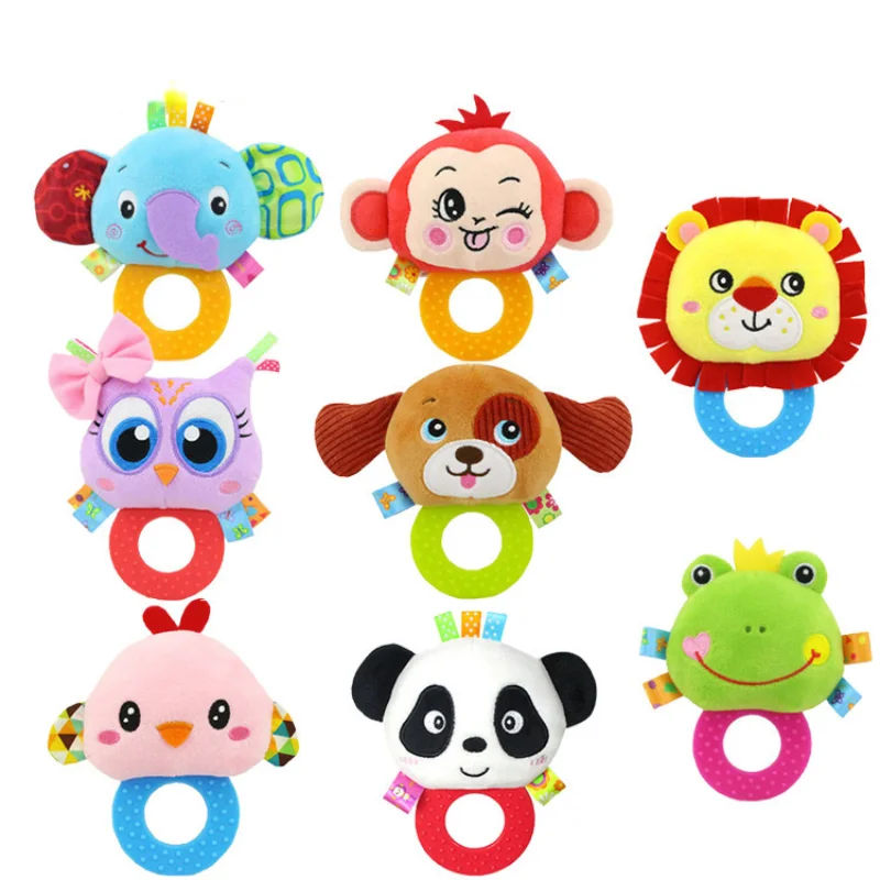

Newborn Rattle Ring Bell Baby Cartoon Animal Rattle Cute Plush Animal Hand Bells Infant Early Educational Doll Toy