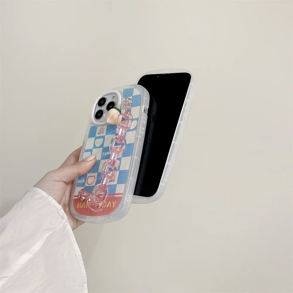 Милый мягкий чехол для телефона в клетку с изображением персика вишни фруктов