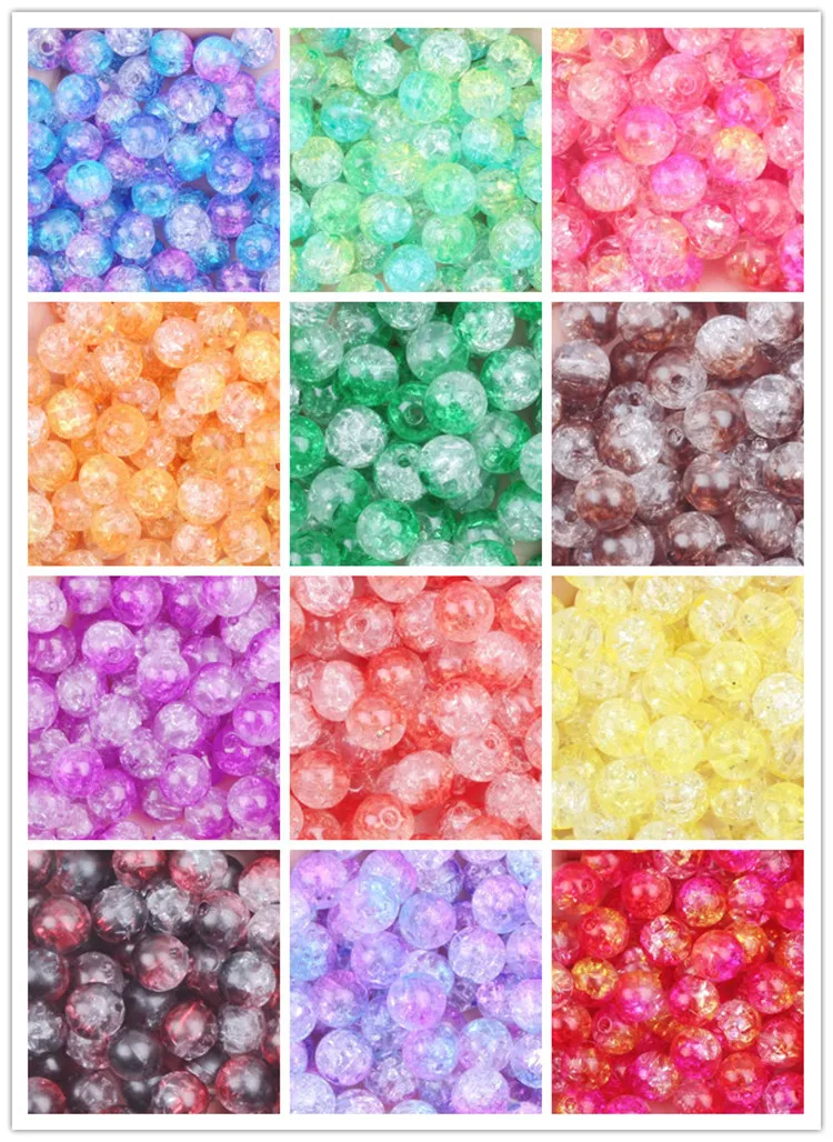 

Free Shipping 8-12mm Loose Cracked Beads Resin perforated crack beads Round Crackle Crystal Glass for Jewelry Making DIY Crafts