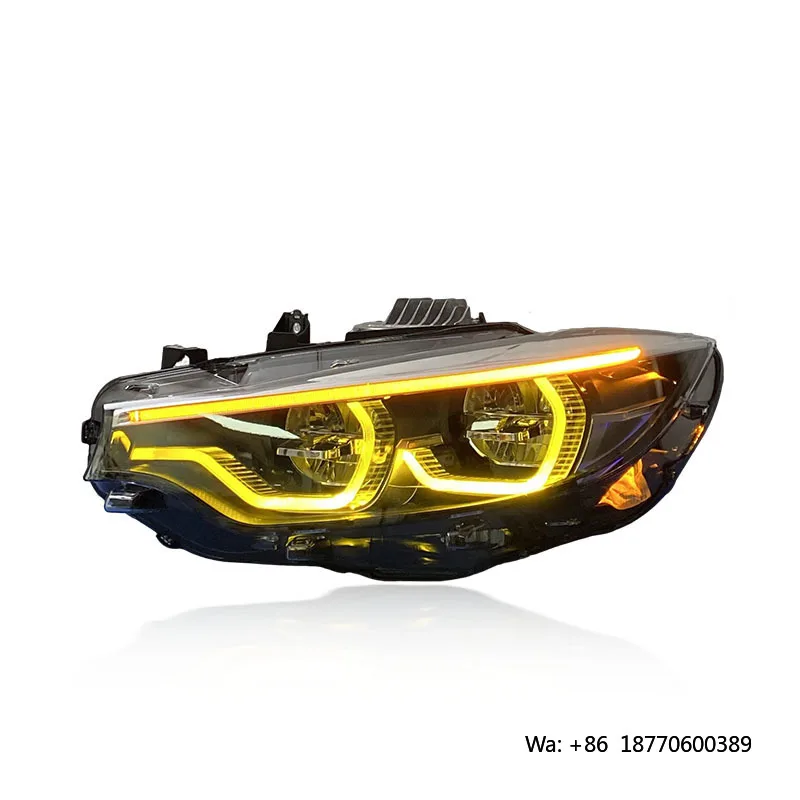 Фото Фара в сборе SJC для BMW 4 серии F32 F36 F82 M3 F80, 2013-2020, новый дизайн V2, желто-белый LED свет №4
