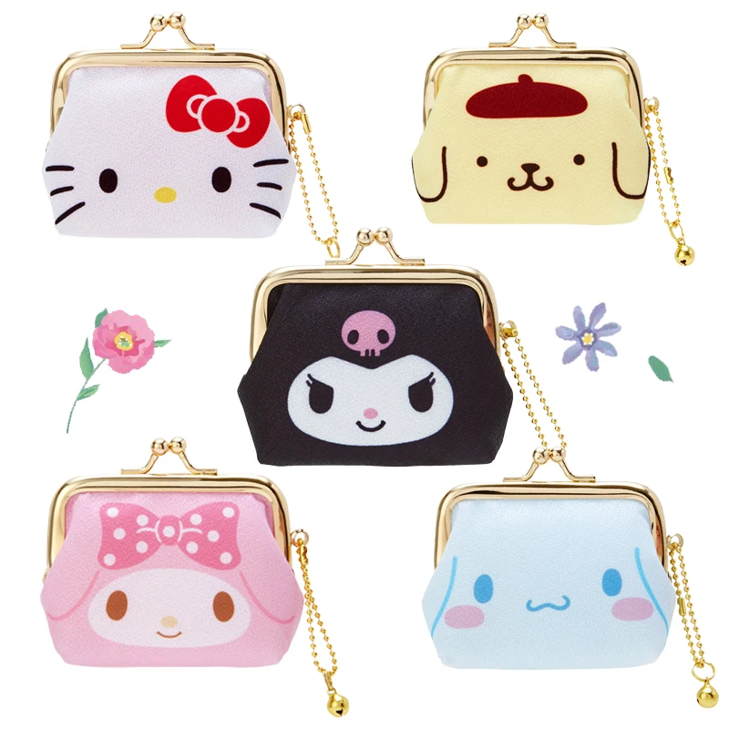 

Sanrioed Kawaii Cartoon Lock Coin Purse My Melody Cinnamoroll Kuromi Purin Dog Anime Girly Style Clutch Bag Handbag Cute Gift