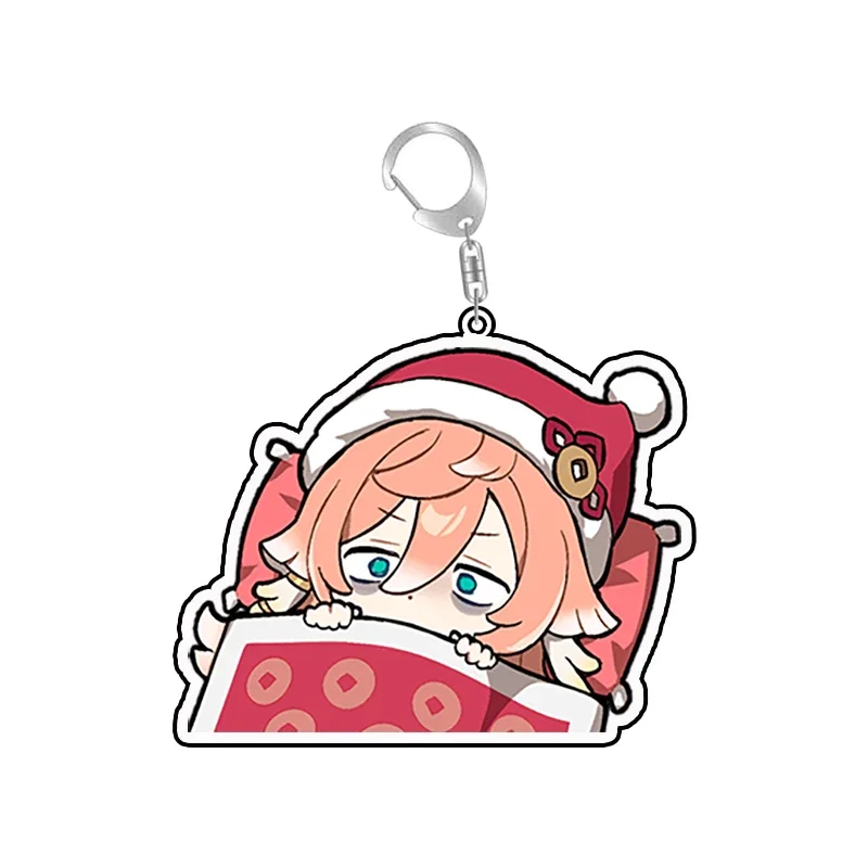 Genshin Impact Figrine милый Kwaii аниме мультфильм акриловый брелок для ключей кольцо