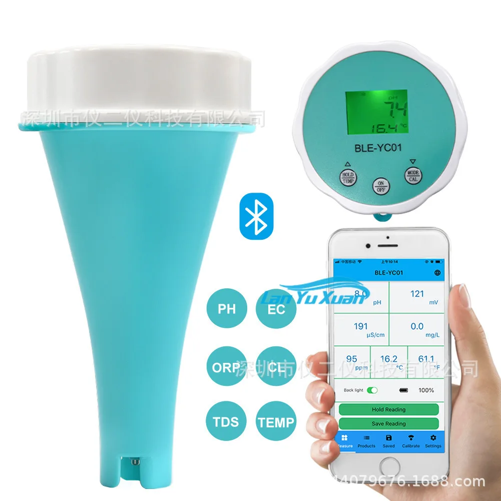 

APP Bluetooth Датчик качества воды в бассейне, датчик PH/EC/TDS/ORP/остаточного хлора в бассейне