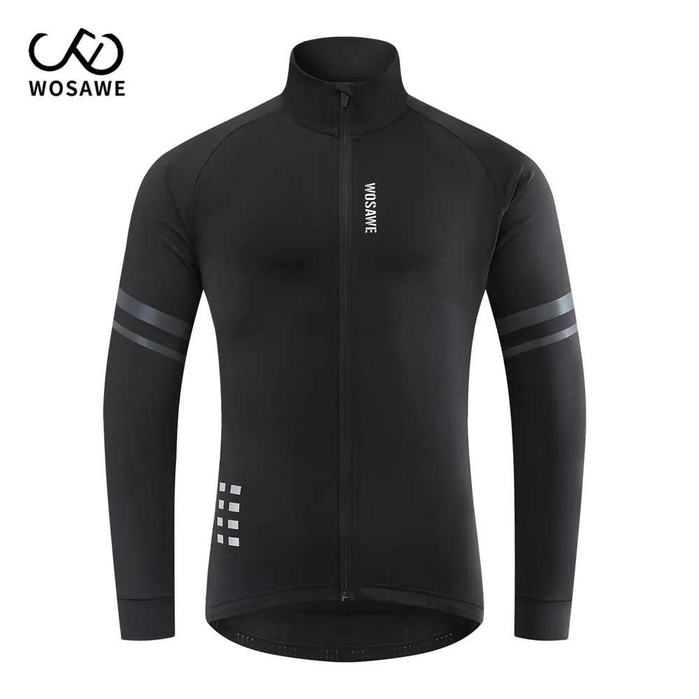 

WOSAWE Winter Jacket Thermal Fleece Men Cycling jacket Long Sleeve Cycling Bike Clothing black 사이클링 겨울 재킷 2022 New Fashion