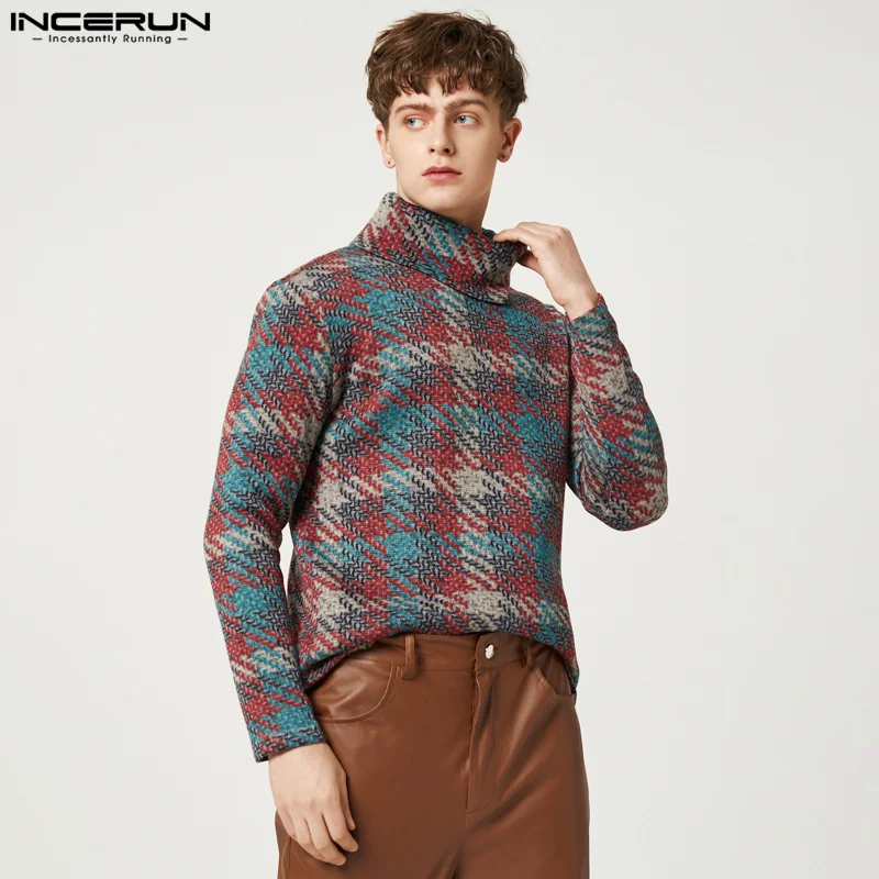 

Casual Party Shows Style Tops Men's Autumn Winter Pullovers Fashion Casual Pile Neck Long Sleeve Pullover Sweater S-5XL