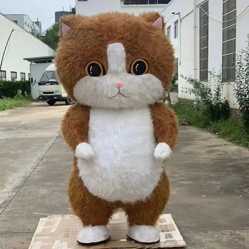 Пушистый надувной плюшевый костюм кошки талисман Мультяшные коты Косплей