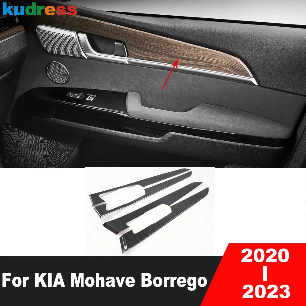 

For KIA Mohave Borrego 2020 2021 2022 2023 Carbon Car Inside Inner Door Handle Panel Cover Trim Interior Molding Accessories