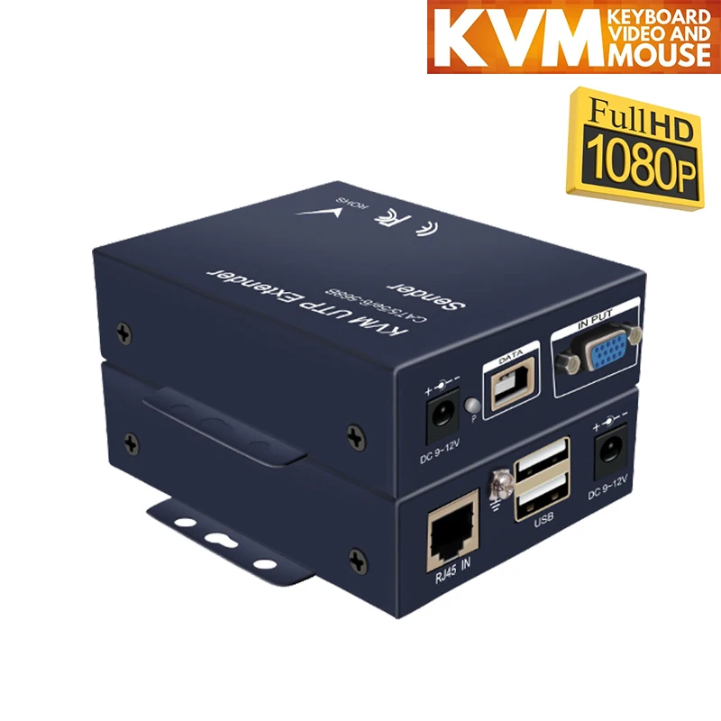 1080P USB VGA KVM-удлинитель с кабелем Ethernet Cat5e/6 до 100 м/200 м/300 м VGA USB-удлинитель передатчик с поддержкой USB клавиатуры мыши