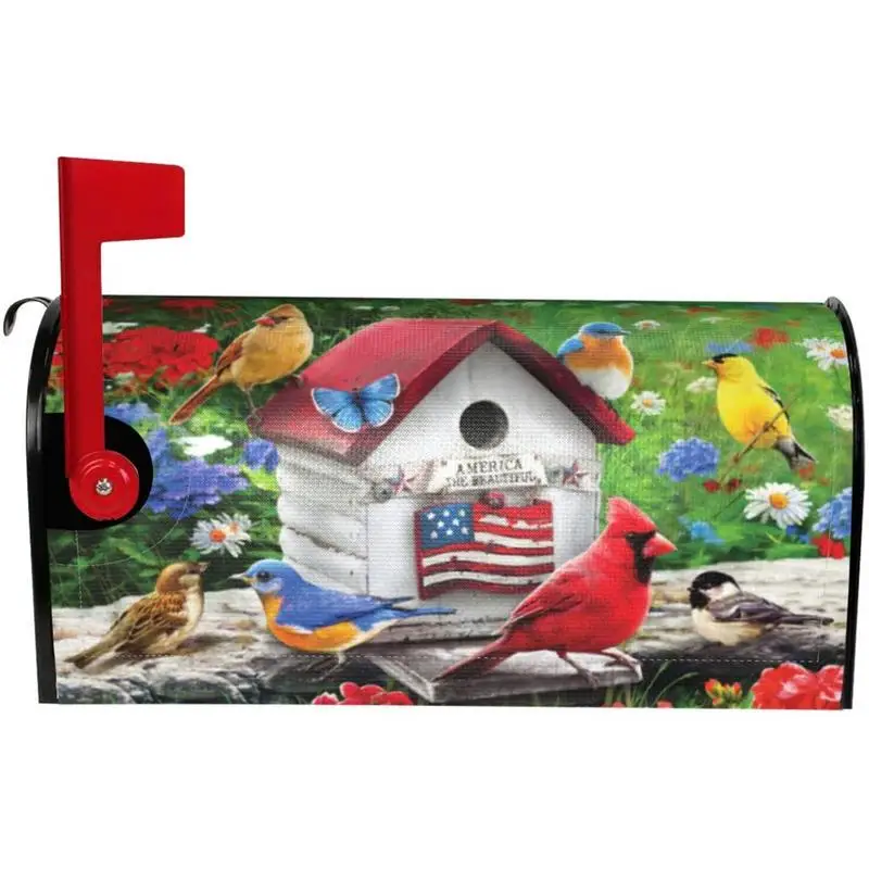 

Flower Bird Butterfly Mailbox Cover Large Standard Size Letter Post Box Wrap Decorative For Home Garden Yard Outside