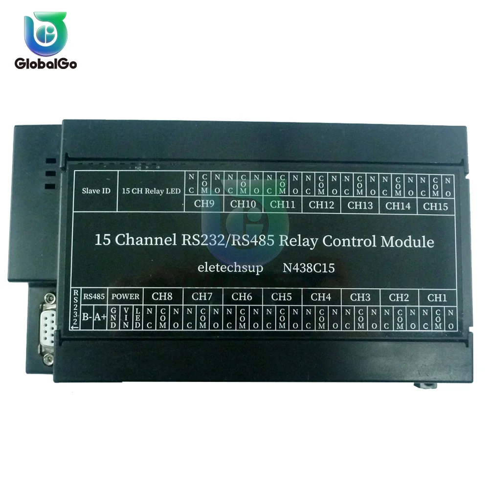 

2-в-1 15-канальное реле RS232 Modbus RTU PLC, контроллер последовательного порта с защитой от электростатического разряда телевизоров, 12 В, 24 В постоянного тока