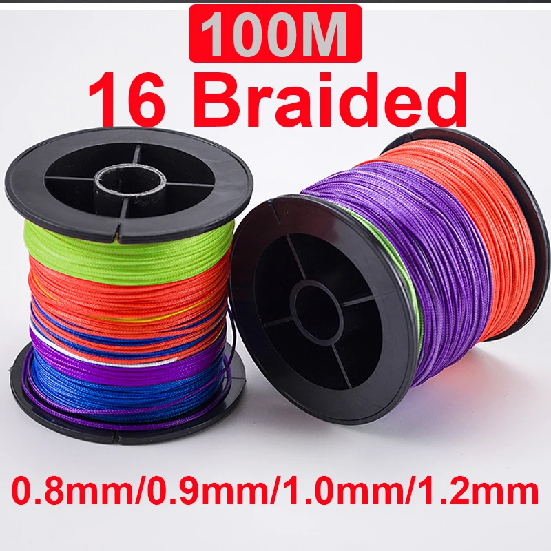 

100m Big Size Braided Line 16 Strands Wire Dia 0.8/0.9/1.0/1.2mm Sea Fishing Special Equipment Multifilament PE Line 220-300LB