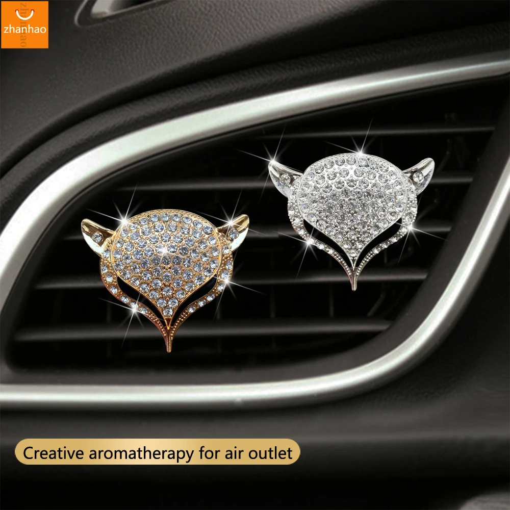 

Car Air Freshener Air Outlet Aromatherapeutic Clip Auto Interior Accessories Fox Head Insert Diamond Ornaments Perfume Diffuser