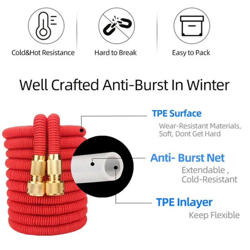 Домашний садовый шланг для воды расширяемый полива высокого давления автомойки