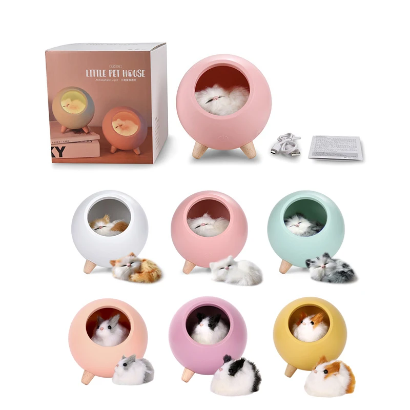 Симпатичный светодиодный ночник атмосфера для домашних животных USB дом кошек