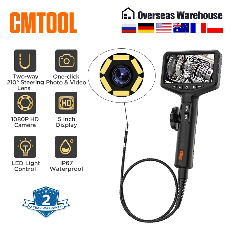 

CMTOOL Articulate Car Industrial Endoscope Automotive Inspection Camera USB Video Borescope for Mobile Phones 1080P HD