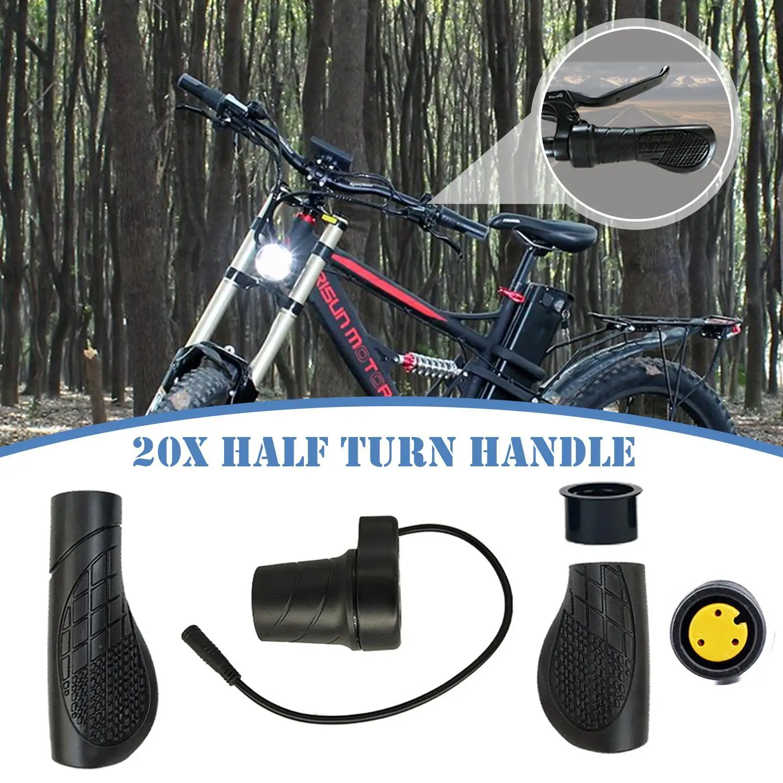 

20X Half Twist Throttle Electric Bicycle Right Handle Throttle Waterproof/SM Connector for E Bikes or Electric Scooter
