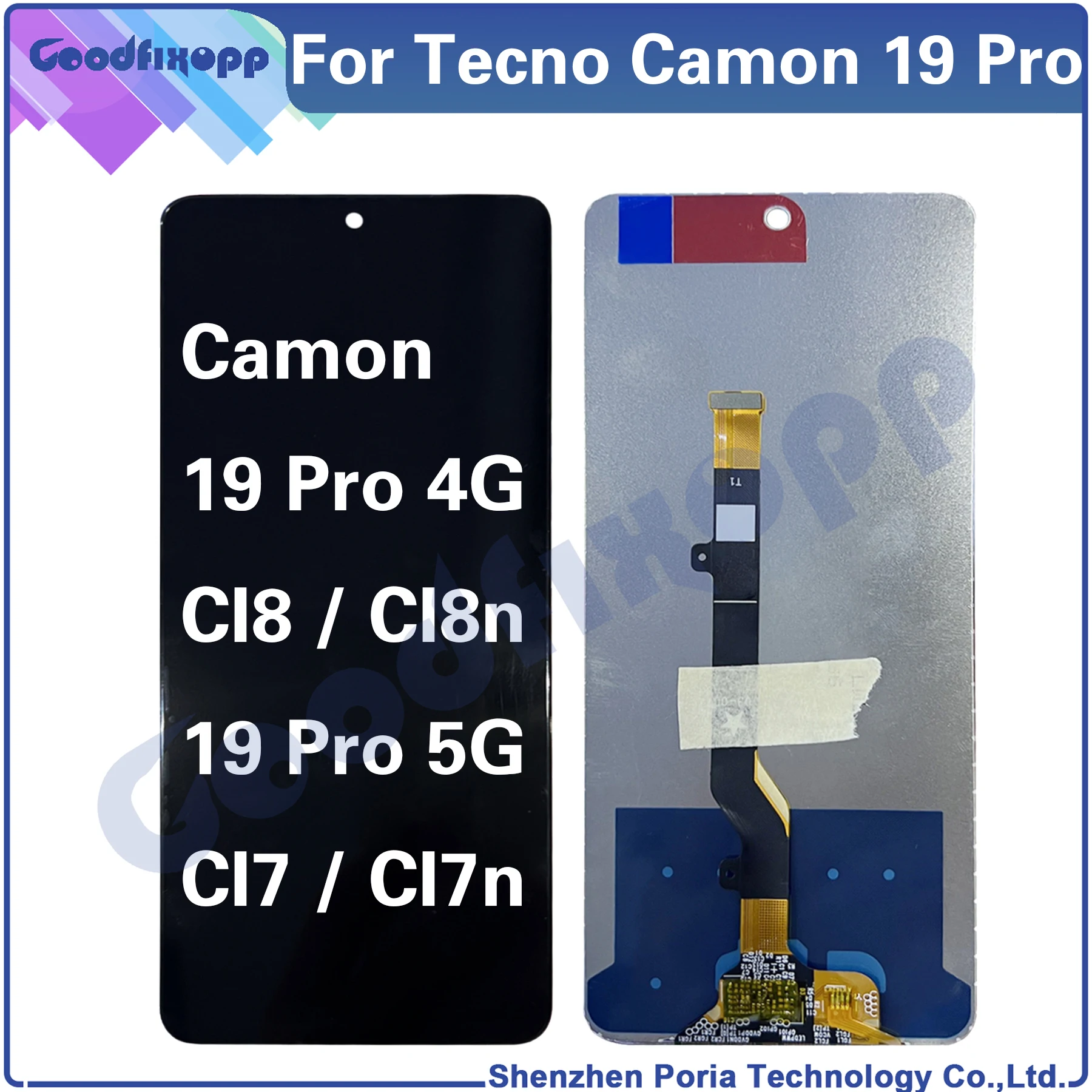 

For Tecno Camon 19 Pro 4G 5G CI8 CI8n CI7 CI7n LCD Display Touch Screen Digitizer Assembly For Camon19 19Pro Camon19Pro Replace