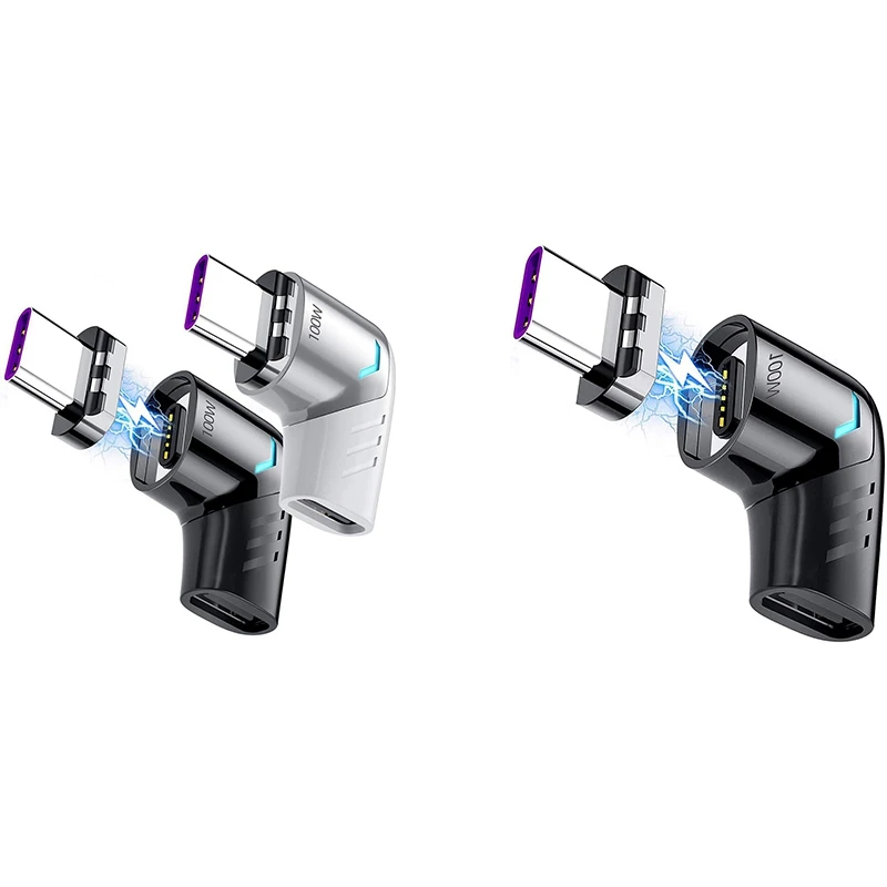 

Магнитный адаптер USB Type C коннектор под прямым углом Поддержка USB PD 100 Вт Быстрая зарядка и передача данных 480 Мб/с