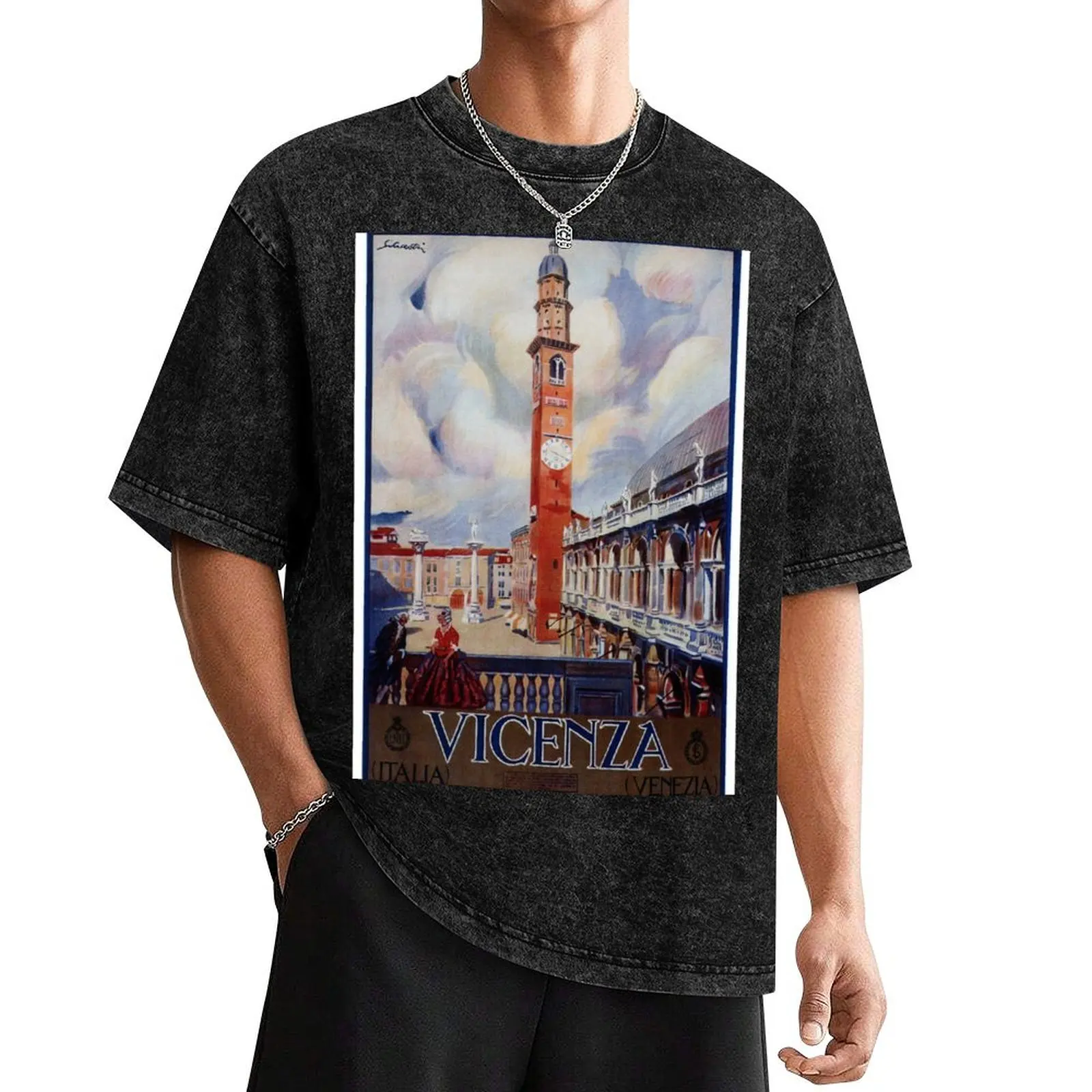 Винтажная Мужская футболка Vicenza в итальянском стиле, футболка с ...