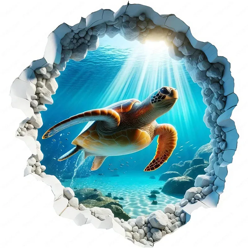 

3D наклейка на стену черепаха ПВХ