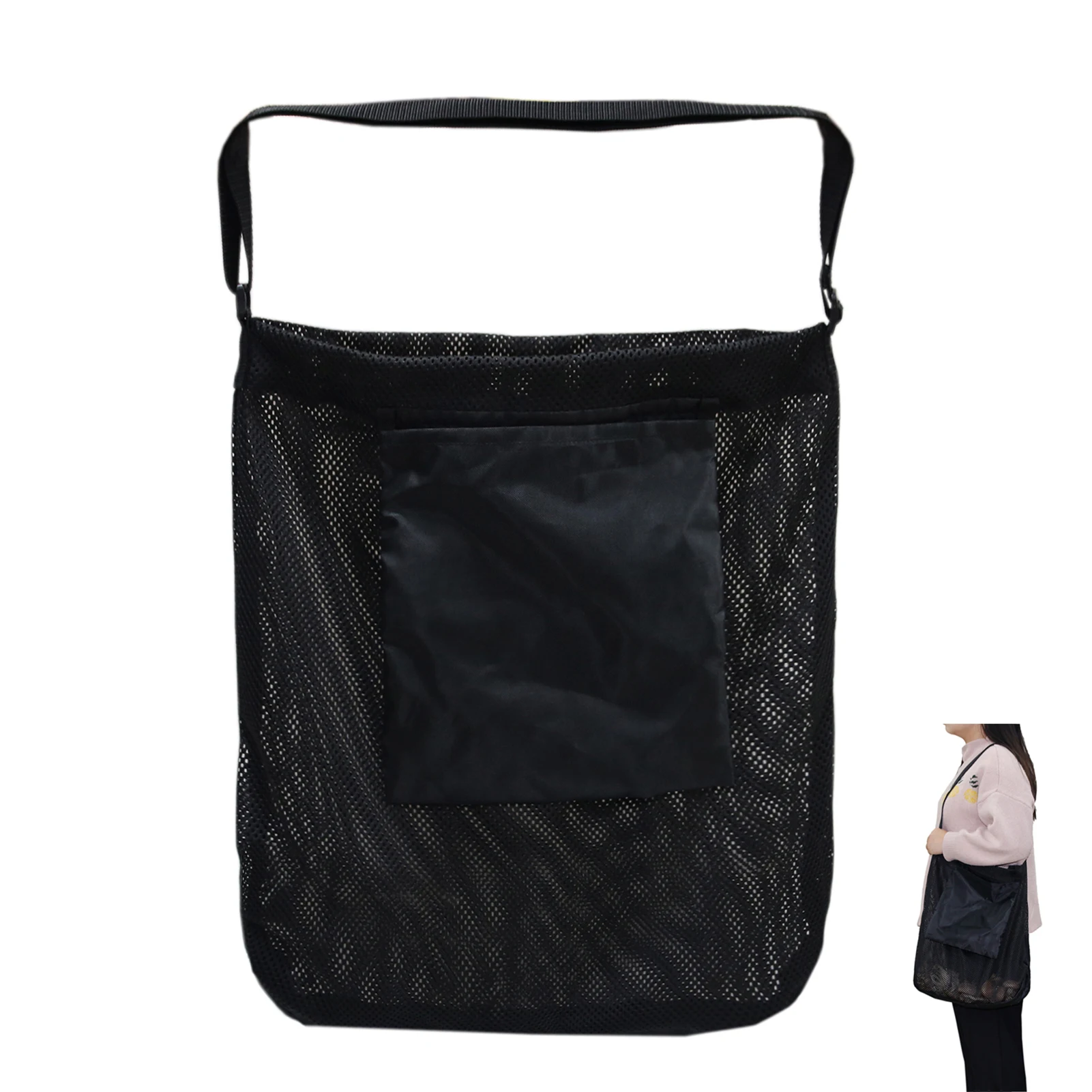 

42*45cm Foraging Bag Portable Collapsible Mushroom Picking Mesh Bag With Pocket Breathable Adjustable Bushcraft Bag For Outdoo