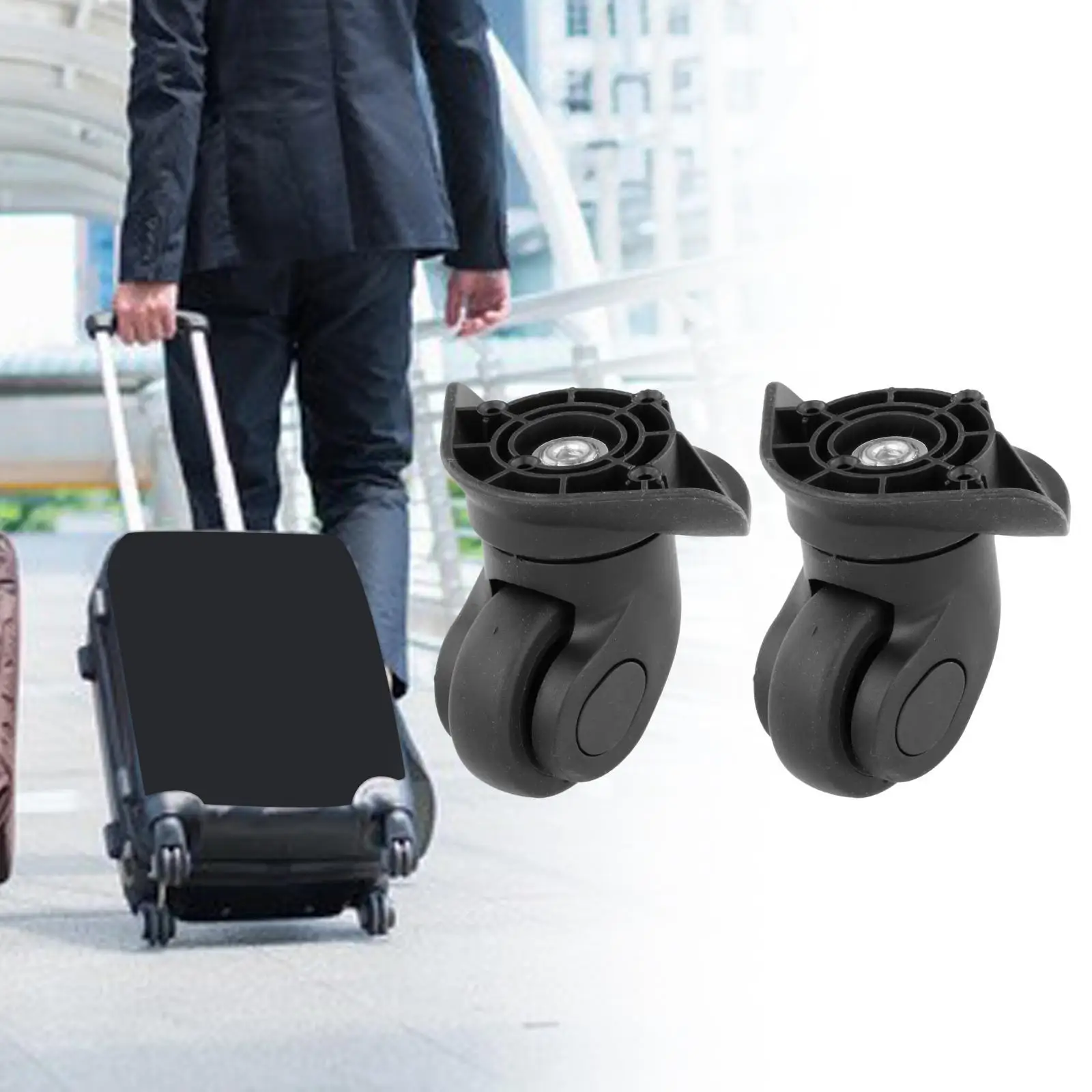 Suitcase Wheel Suitcase Repair Set Wear Resistant 360 Swivel Replacement For A19 Detachable Quiet Travel Black