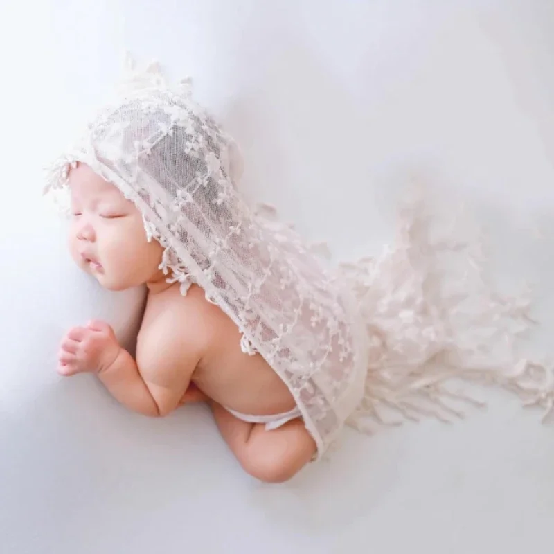 Фото Одеяло для фотосъемки новорожденных, прозрачная сетчатая пряжа, детская пленка, одеяло с вышивкой, пеленание, одеяло, аксессуары для фотосессии №2