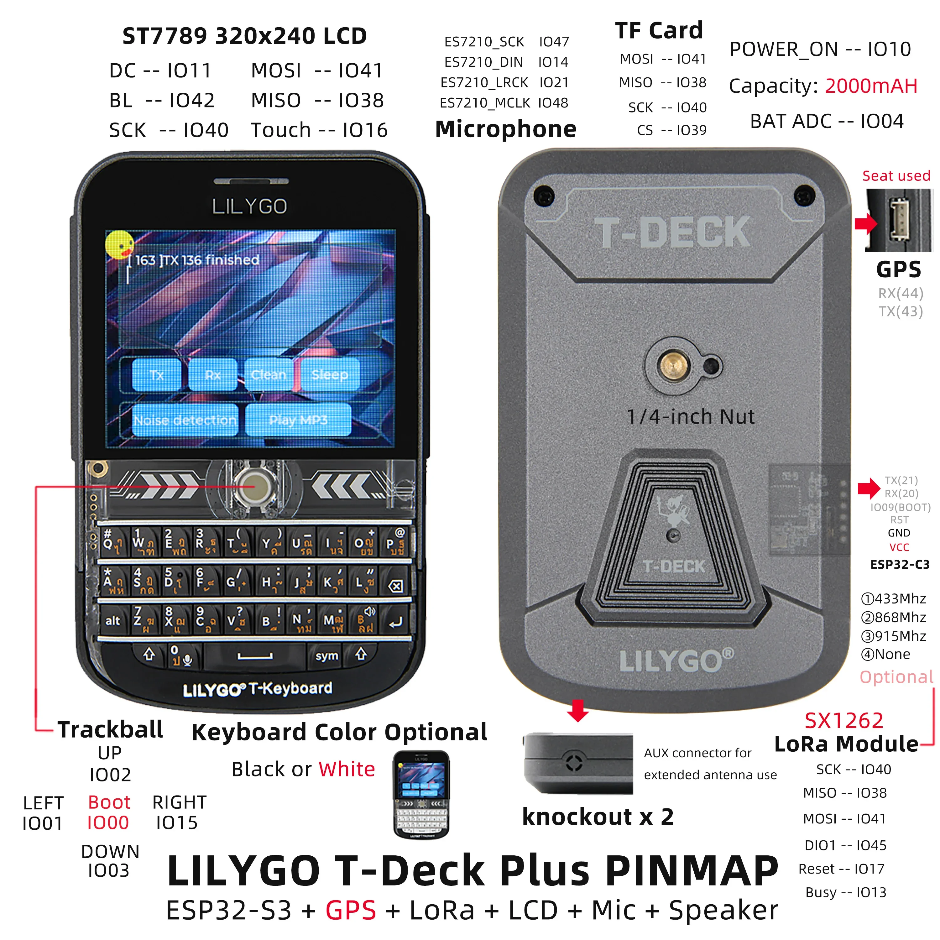 Фото LILYGO T-Deck Plus ESP32-S3 SX1262 Модуль LoRa 2,8-дюймовый ЖК-дисплей для разработки Dev ice Long Range 433 МГц 868 МГц 915 МГц 920 МГц с GPS №5