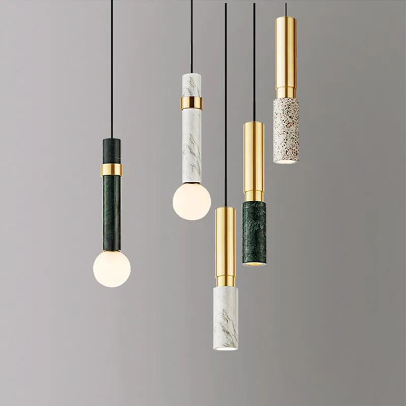 

Nordic Marble Texture Restaurant Lamp Light Luxury Spotlight Column Bar Chandelier Bedroom Bedside Art Lamp