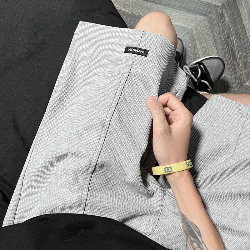 High quality Waffle shorts men's summer fashion brand trend versatile ins high street loose large casual sports 5-point pants