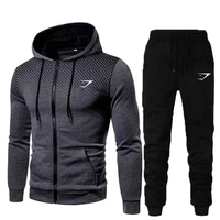 new mens printed hoodie sets fleece zip sweatshirts casual sweatpants mens fashion sportswear sets