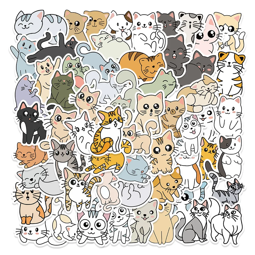 

10/30/50PCS New Cat Cartoon Personality Creative Computer Suitcase Car Mobile PhoneChair Decoration Waterproof Sticker Wholesale