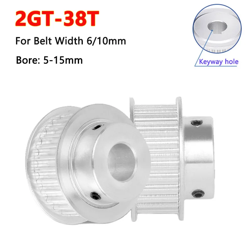 

2GT Timing Pulley 38 Teeth Bore 5/6/6.35/8/10/12/12.7/14/15mm 38T GT2 Synchronous Wheel for Width 6/10mm Belt 3D Printer Parts