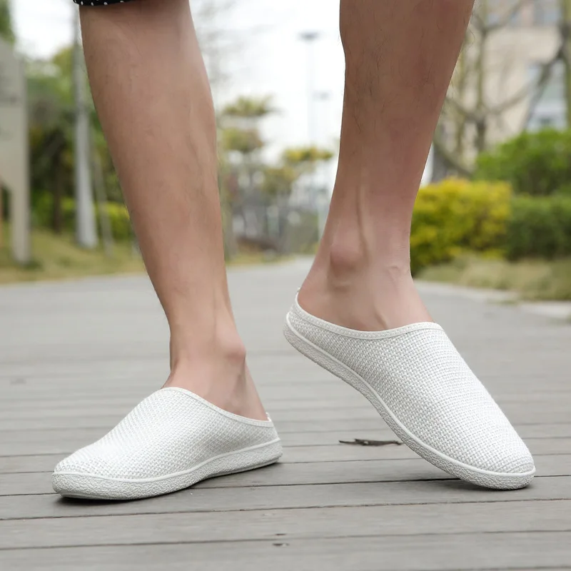 

Тканевые тапочки, мужские полутапочки, Модная молодежная женская повседневная мужская обувь