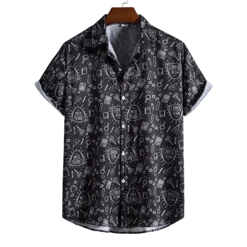 

Top Selling Product In 2022 New Men's Fashion Trend Digital Print Short-sleeved Shirt Camisas Para Hombre