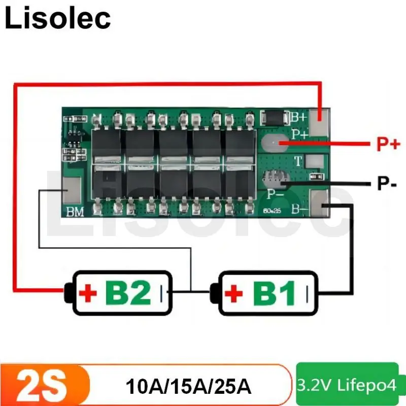 Lifepo4 BMS 2S  6.4V 10A 20A 25A Charge Board Protect Circuit Plates Charging Module for 18650 21700 14500 32650 Lithium Battery