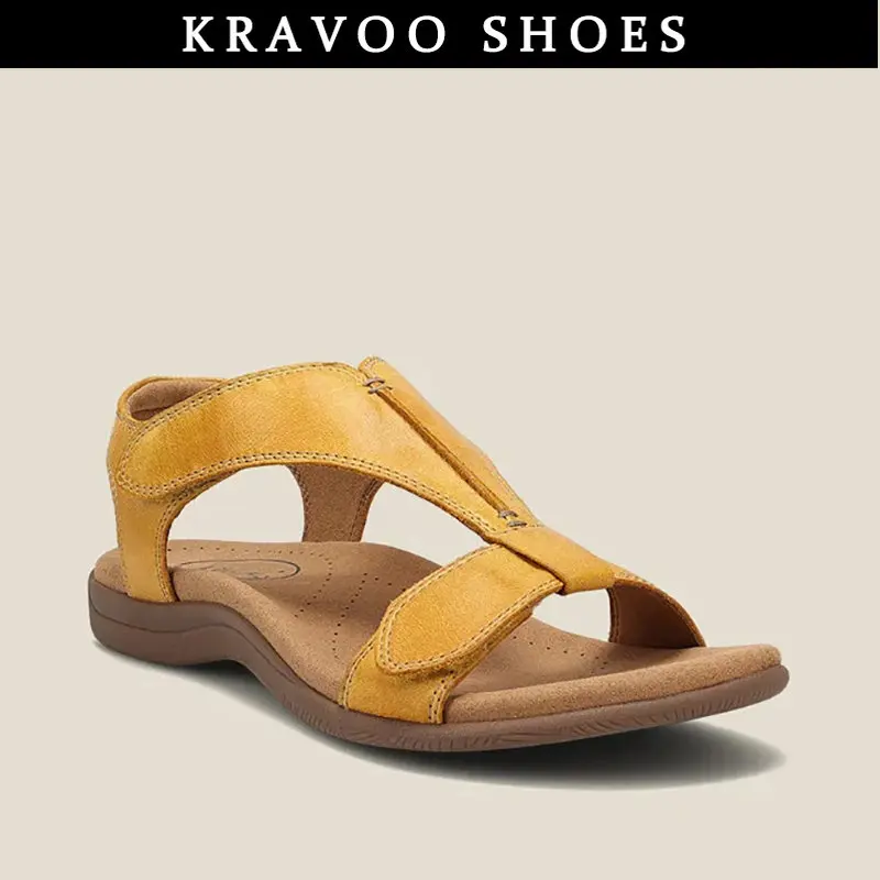 

2023 Women Summer Comfort Solid Color Orthopedic Sandals T-Strap Hook Loop Ladies Casual Wedges Beach Shoes Plus Size Sandalias