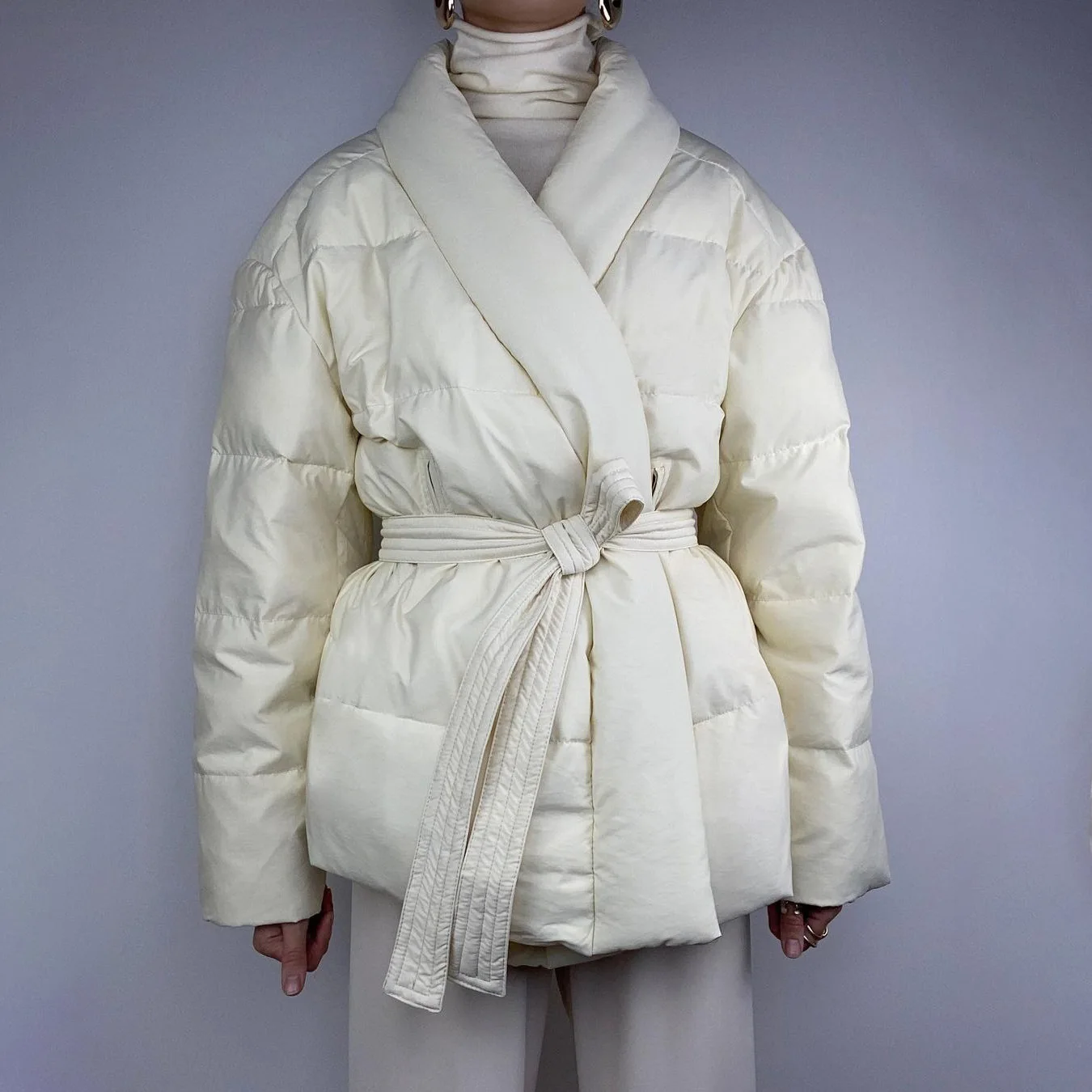 Jackets for Women 2022 Winter Women's Jacket 2022 New Thickened Warm and Cold Resistant V-Collar Waist Strap Cotton Women