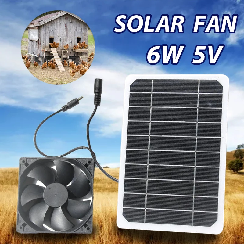 

Summer 2.5W/6W Solar Powered Fan Set 5V DC Solar Panel Plate Outdoor Dog Pet Home Greenhouse Ventilation Equipment Dropshipping