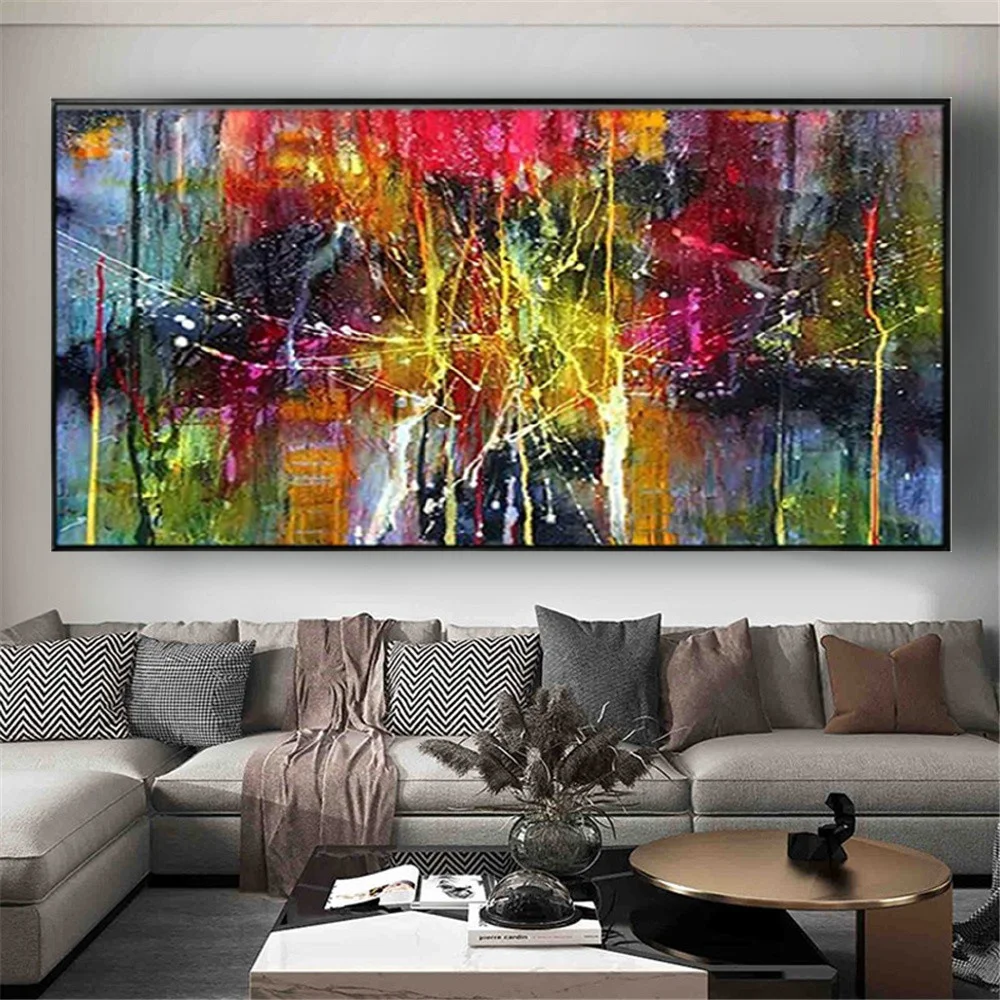 

100% Hand Painted Oil Paintings Rich Color Graffiti Abstract Modern Art Canvas Painting Wall Art Living Room Wall Pictures Decor