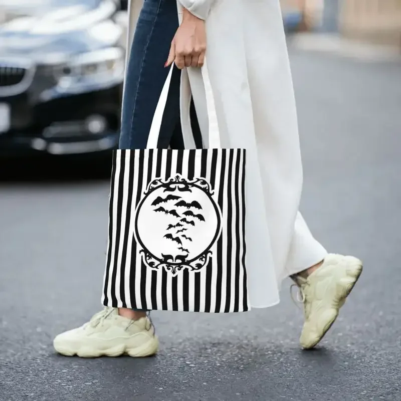 Полосатая и летучая мышь сумка-шоппер для покупки продуктов Женская милая