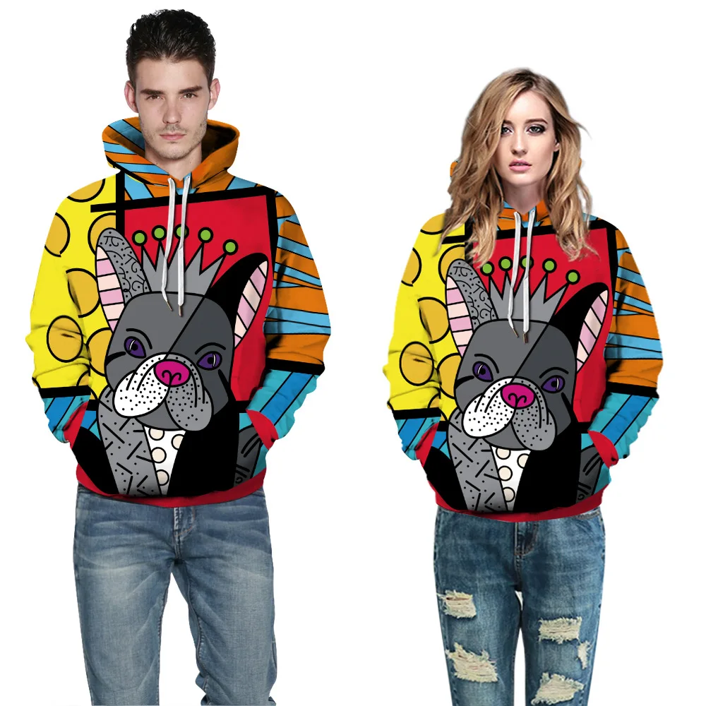 

CON New Digital Printing Hoodies Autumn Casual Loose Street Fashion Women Long Sleeve Cool Hooded Sweater