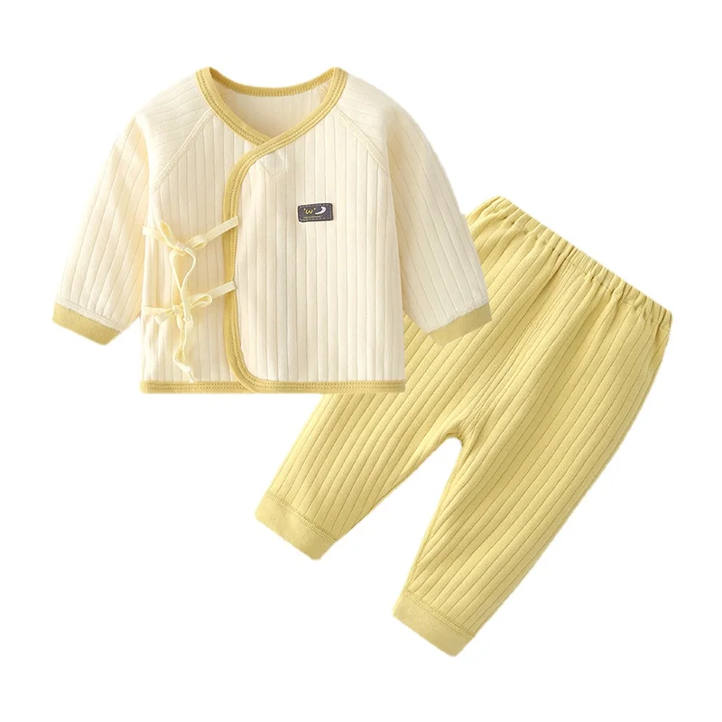 Infant Newborn Baby Girl Boy Spring Autumn winter Solid Clothes Sets Long Sleeve Top + Pants 2PCs Underwear Pajamas Set