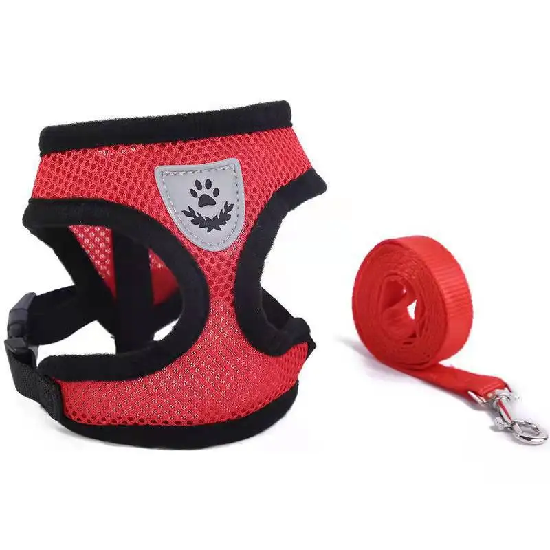 

Breathable Mesh Pets Dog Harness Leash Set Nylon Safety Cats Chest Strap Vest Adjustable Outdoor Puppy Walking Lead Leashs