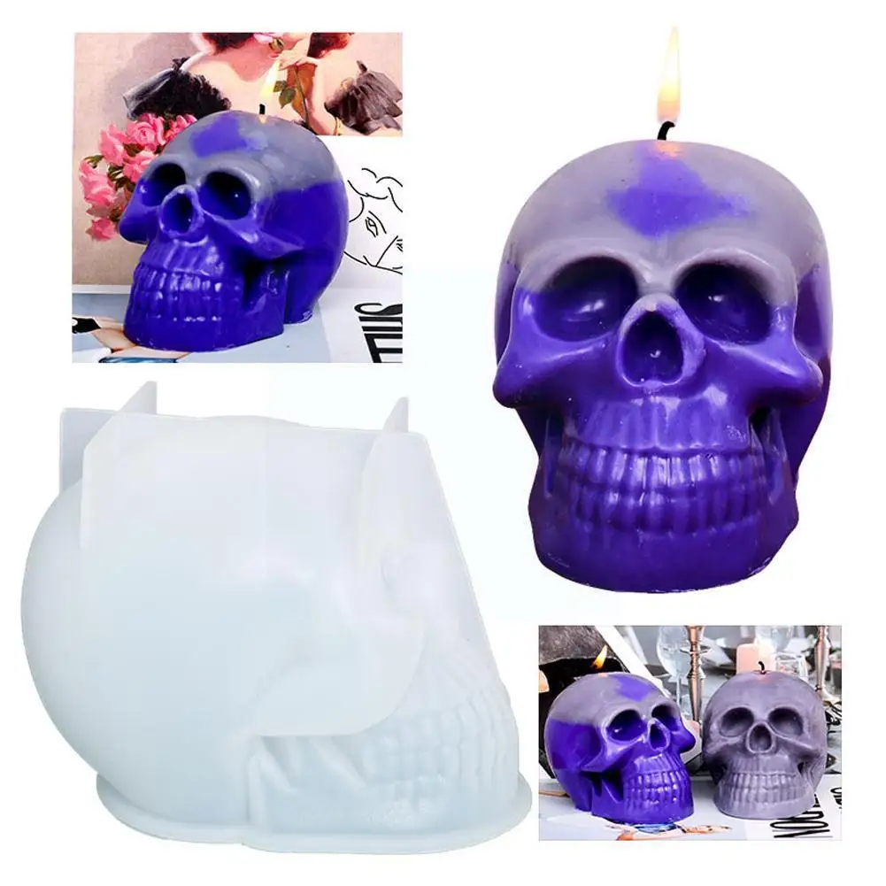 

Diy Skull Candle Silicone Mold Halloween Easter Aroma Plaster Home Casting 3d Mold Soap Mould Decor Candle Making Handmade G1h2